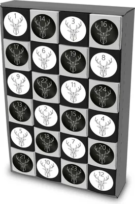 Produktbild von itenga SET Adventskalender zum Füllen Würfel 5cm (außen grau) + Sticker Z48 + V17 (schwarz weiß)