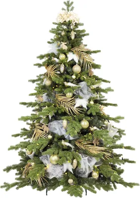 Produktbild von Dekorierter künstlicher Weihnachtsbaum mit 132 Ornamenten SAMETTE DELIGHT II 180 cm mit Ständer und Weihnachtsschmuck grün