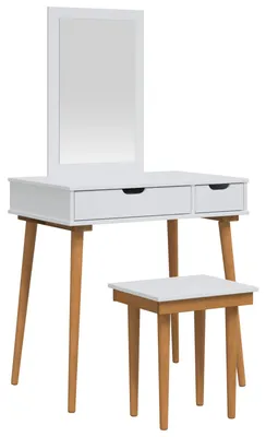 Image de Ensemble de table de maquillage FAUSKE, 3 pièces, blanc, 76 x 50 x 143 cm