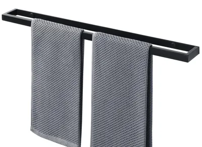 Image de Porte-serviettes noir, barre porte-serviettes, porte-serviettes pour invités, fixation murale, acier inoxydable, porte-serviettes de bain pour salle de bains et cuisine, 60 cm, EGJF060-B