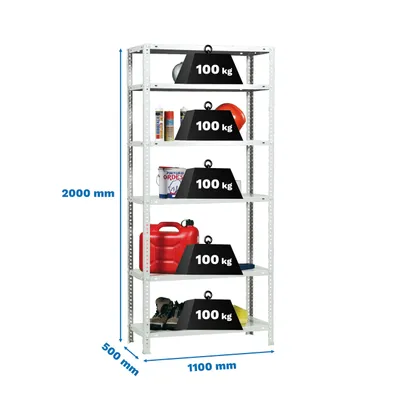 Image de Etagère Légère Avec Vis Comfort Superplus 6/500 Blanc Blanc 2000x1100x500 - Simonrack