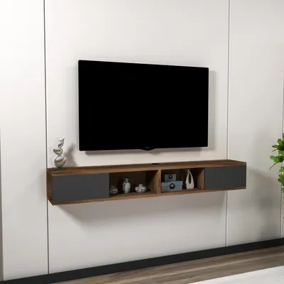 Immagine prodotto di Ispica - Mobile Porta tv, 140x22x20h cm Nero Antracite, 2 Ante