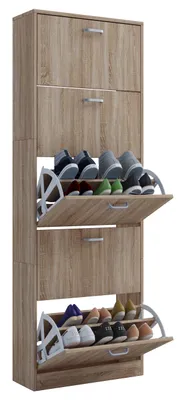 Produktbild von VCM Holz Regal Kipper Schuhregal Schuhschrank Dielenmöbel Schuhkipper Serie Sipos Sonoma-Eiche (Sägerau)