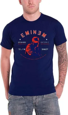 Image de Eminem - T-shirt "Detroit" pour homme/femme unie RO1219 (XL) (Bleu marine)