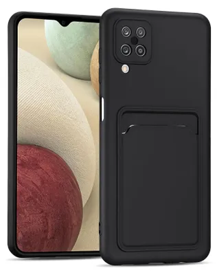 Zdjęcie produktu dla Etui na telefon komórkowy Samsung Galaxy A12 / M12 silikonowe etui ochronne z kieszenią na kartę Slim Wallet Case, czarne