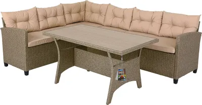 Image de Salon de Jardin en polyrotin Gris 6 Personnes Mobilier de Jardin avec Coussins Meuble Extérieur Mobilier de Terrasse Patio