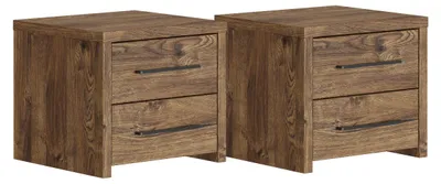 Productafbeelding van 2-delige nachtkastjes set Madryt, nachtkastje 43x35x39cm, ribbeck eikenhout