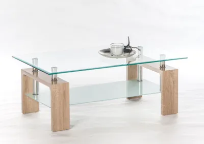 Zdjęcie produktu dla Couchtisch >Mango II< in Edelstahl/Sonoma Eiche Dekor - 100x46x60 (BxHxT)