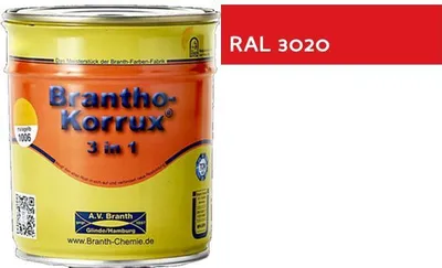 Produktbild von Brantho Korrux 3in1 750ml Rostschutzfarbe RAL 3020 verkehrsrot seidenglänzend
