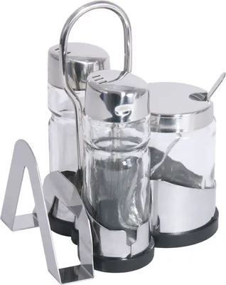 Produktbild von Contacto 3er S/P/Senf Menage+ Halter Kappe 18/10