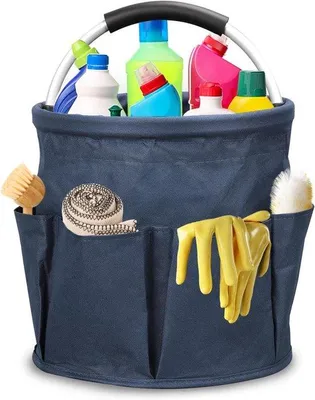 Image de Organiseur de nettoyage pliable, bleu, 6 compartiments