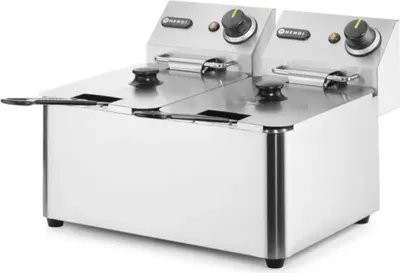 Zdjęcie produktu dla Hendi 205846, Frytkownica, 8 l, 50 °C, 190 °C, Podwójny, Srebrny