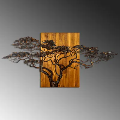 Image de Wallity, Acacia Tree - 329-A, décoration murale, multicolore, métal, 144 x 70 x 3 cm