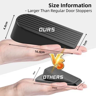 Obrázok produktu pre Ibenzoa® Veľký zarážka dverí z netoxického prírodného kaučuku, čierna, 16,4×7×4,8 cm – Protišmyková zarážka dverí, vhodná do dverových zárezov, chráni deti a domáce zvieratá