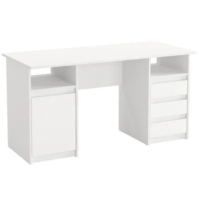 Produktbild von KOMTO Schreibtisch mit Schubladen - Oslo 145 x 65 x 76 cm Moderner Schreibtisch Bürotisch Computertisch Arbeitstisch Büro PC-Tisch Weiß