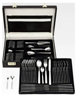 Produktbild von Besteckset für 12 Personen, 68-teilig aus Edelstahl, inkl. Koffer mit Tafelbesteck und Tortenheber, handpoliert, spülmaschinengeeignet