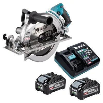 Imagen del producto de Sierra circular a batería Makita RS 002 GU201, 40 V máx., 260 mm, sin escobillas + 2 baterías de 4,0 Ah + cargador