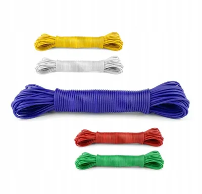 Zdjęcie produktu dla SZNUREK LINKA NA PRANIE sznurek 20m POWLEKANY linka do prania 20m MIX KOLOR