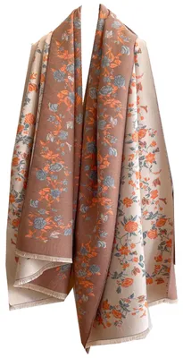 Productafbeelding van Omgoods - Reversible Pashmina Sjaal met Rozenpatroon voor Herfst en Winter