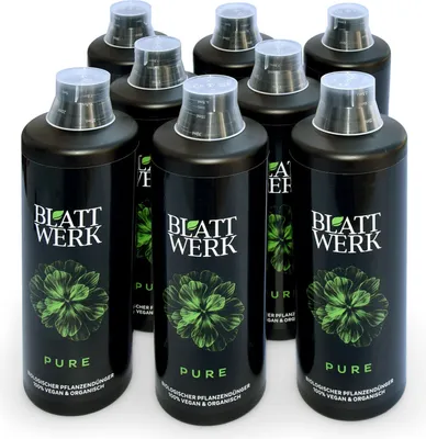 Produktbild von 8x 1L BLATTWERK Pure  Universaldünger, veganer organischer NPK Flüssig-Dünger
