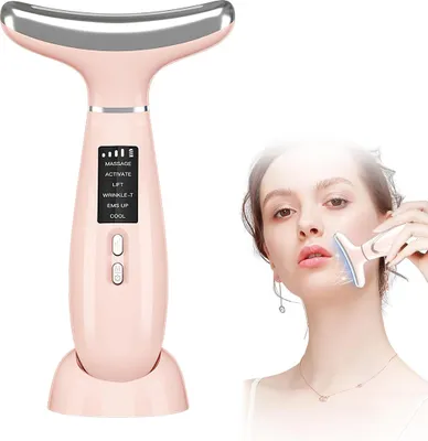 Produktbild von Ice Gesichtsmassagegerät Anti-Falten, EMS LED Farbtherapie, Vibration Ionentechnik, 6 Modi 4 Intensitäten, Hals & Gesicht