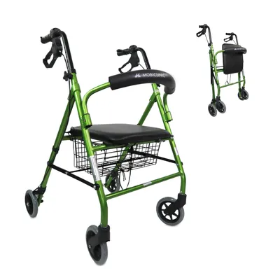Produktbild von Mobiclinic Rollator Escorial Rollator faltbar und leicht Feststellbare Handbremsen Gehwagen für Senior Aluminium Korb 4 Räder Grün