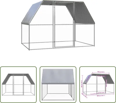 Produktbild von The Living Store Hühnerkäfig Silbern und Grau 3x2x2 m Verzinkter Stahl