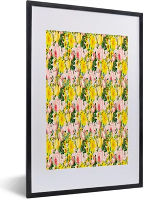 Produktbild von MuchoWow® MuchoWow® Gerahmtes Poster Blumen - Rosen - Muster 40x60 cm - Poster mit zchwarzem Bilderrahmen - Poster in Rahmen