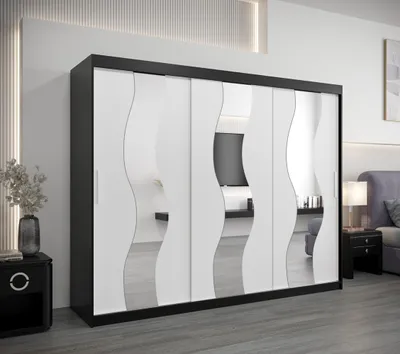 Produktbild von Schwebetürenschrank HEDVIKA – Breite 250 cm, Schwarz/Weiß