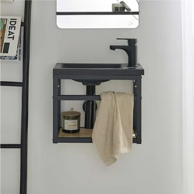 Image de Meuble lave-mains SAO + robinet noir