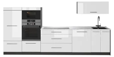 Imagen del producto de Mueble de cocina Vicco Fame-Line Blanco alto brillo/Antracita 340 cm, ET Mármol, Model 64496