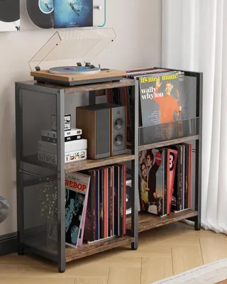 Obrázok produktu pre Gramofónový stojan so zásuvkou na ukladanie, čierna farba
