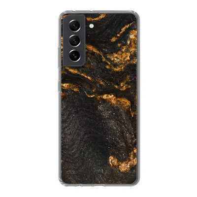 Produktbild von MuchoWow® Handyhülle Schutzhülle Hülle für Samsung Galaxy S21 FE Marmor - Limette - Schwarz - Gold - Marmoroptik - Luxus Silikon Softcase Handy Hülle - Mobiltelefonhülle