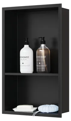 Image de Niche de douche murale avec étagère - Acier inoxydable - 45x30x10 cm - Noir