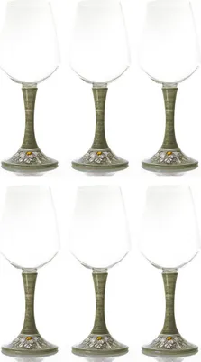 Produktbild von Casa Padrino Luxus Weinglas 6er Set Olivgrün / Mehrfarbig H. 23,5 cm - Handgefertigte & handbemalte Weingläser - Hotel & Restaurant Accessoires - Luxus Qualität -  Italy