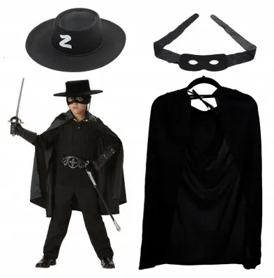 Produktbild von Gacek Zorro Kostüm Umhang Maske Hut Verkleidung
