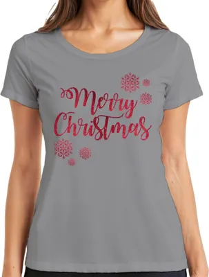 Produktbild von Merry Christmas Schneeflocken - Weihnachten Weihnachtsgeschenk Christmas Damen T-Shirt, Grau, M