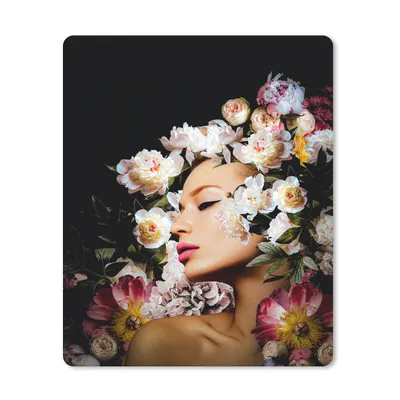 Produktbild von MuchoWow® Mauspad Mousepad Frauen - Blumen - Rosen - Porträt 19x23 cm - Mousepads - Maus Mat - Pad - Mausunterlage - Mauspads - Spielen
