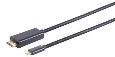 Image de S/CONN 10-56185 adaptateur de câble vidéo 1,8 m HDMI Type A (Standard) USB Type-C Noir