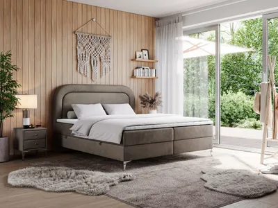 Produktbild von Doppelbett, boxspringbett mit Multipocket-Matratze, zum Schlafzimmer - EIRA - 180x200cm - Braun - H3