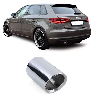 Productafbeelding van Uitlaatdemper, roestvrij staal, 80mm, rond, voor Audi A3 8V vanaf 2013-2018, 1.6 TDI