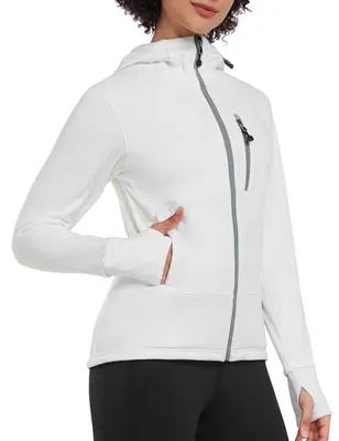 Imagen del producto de Chaqueta de forro polar para mujer con capucha, ideal para actividades al aire libre