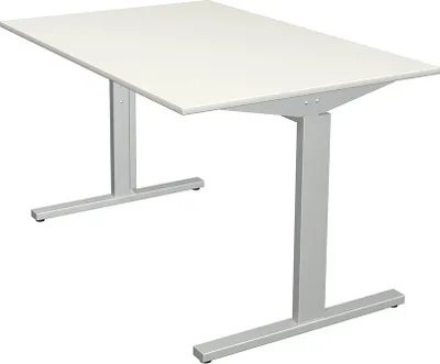 Produktbild von Kerkmann Schreibtisch Form 2 120x80x70-82 cm T-Fuß Alusilber weiss