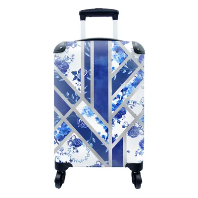 Produktbild von MuchoWow® Koffer Handgepäck Trolley Rollkoffer Kleine Reisekoffer mit 4 Rollen - Delfter Blau - Design - Luxus - Cabin Size < 55x40x23 cm & 55x40x20 cm - Fotokoffer - Kabinenkoffer - Boardgepäck - Reise-Box - Reisekoffer - Reisegepäck - Koffer mit Bild - Trolley für Kinder