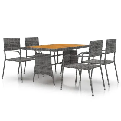 Image de vidaXL Ensemble de jardin 5 pièces Poly rotin gris