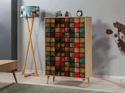 Image de Andalusite - Buffet, 80x36x127h cm Chêne Marron, 3 Étagères
