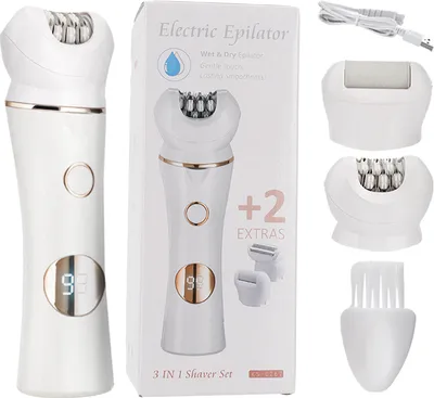 Produktbild von INF 3-in-1-Pflegeset - Rasierer, Epilierer und Fußfeile Weiß+Gold