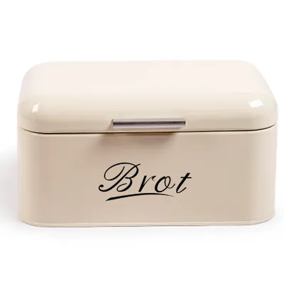 Produktbild von Theo&Cleo Brotkasten aus Metall, Brot Lange Aufbewahren, Retro Brot Box, Brotaufbewahrungsbox mit Deckel klein (31* 19* 16cm),Beige