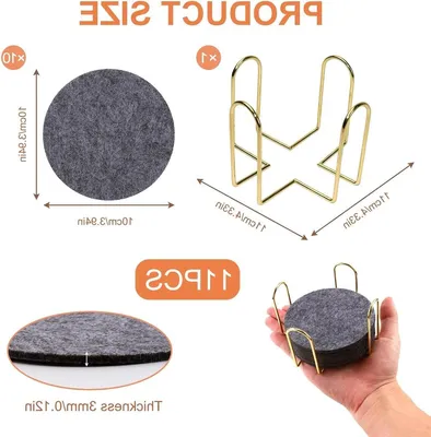 Set von 10 Filzuntersetzern in Dunkelgrau für Getränke, Gläser und Tischschutz - Perfektes Geschenk für Bar und Zuhause