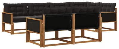 Produktbild von vidaXL Outdoor-Sofagarnitur mit Kissen 7 pcs Natürlich und Schwarz